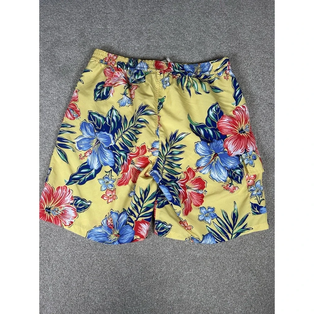 Polo Ralph Lauren Men's Medium Floral Lined Drawstring‎ Bathing Suit Swim Trunks